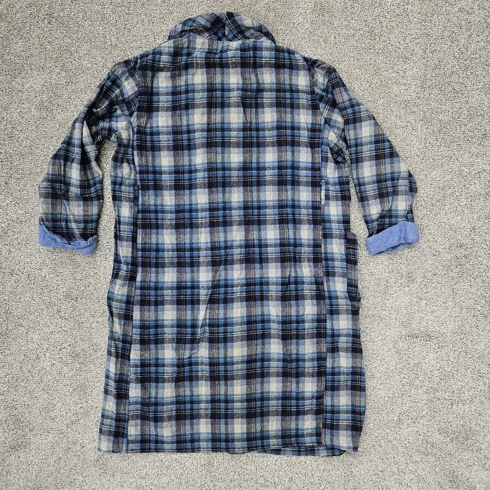 Vintage 60s Pendleton Made In USA Blue Tartan Plaid Virgin Wool Robe Mens Large